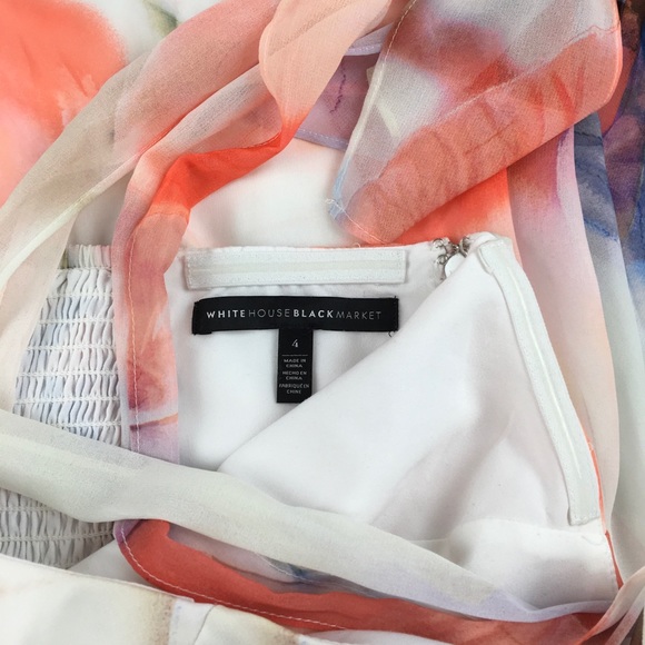 WHBM Chiffon Watercolor Print Halter Dress - Picture 6 of 7